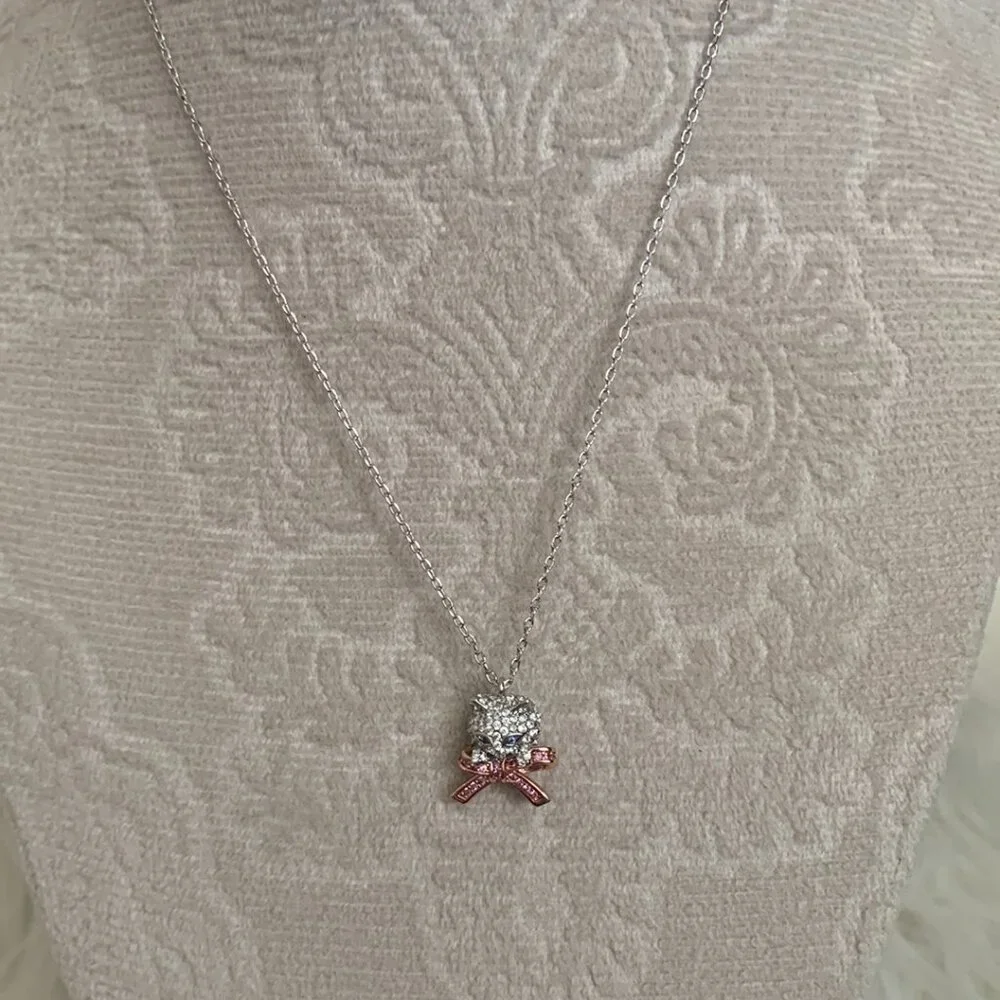 KATE SPADE Two-Tone Pavé & Stone Pawlina Mini Pendant Necklace in Silver/RoseGld - Picture 3 of 5
